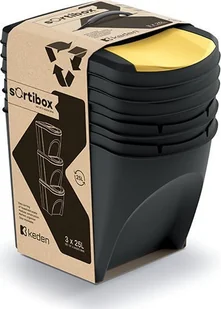 Kosz na śmieci Prosperplast do segregacji 3 x 25L czarny CEN-80961 - Kosze na śmieci - miniaturka - grafika 1