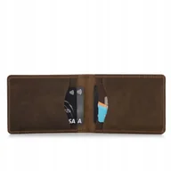 Portfele - Portfel Męski Slim na Karty Kredytowe Vintage Retro Brązowy Belveder ZC03 - miniaturka - grafika 1