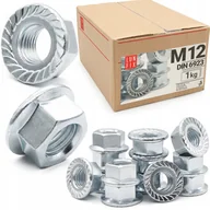 Śruby i nakrętki - Nakrętka kołnierzowa M12 DIN 6923 ząbkowana ocynk ocynkowana 1kg - miniaturka - grafika 1
