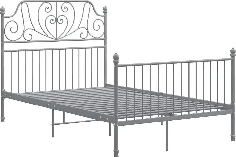 Elior Szare metalowe łóżko z zagłówkiem 120x200 cm - Retilo
