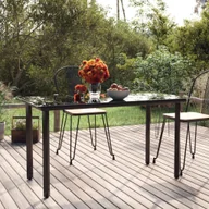 Stoły - VidaXL Dining Table Black Powder-coated steel, tempered glass - miniaturka - grafika 1