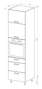 Bari Plus Słupek Pod Zabudowę Piekarnika Dps3-60-220 Hk-Xs_Blum Dąb Kamienny - Meble kuchenne - miniaturka - grafika 1