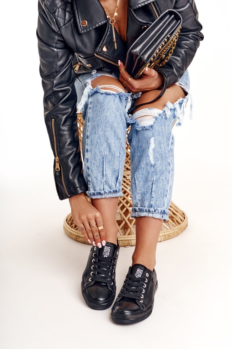 Damskie Skórzane Trampki Big Star Czarne V274871-36