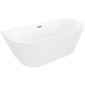 Wanny - Mexen Oris wanna wolnostojąca przyścienna ryflowana 170 x 80 cm, biała, przelew złoty szczotkowany - 52871708000-55 - miniaturka - grafika 1