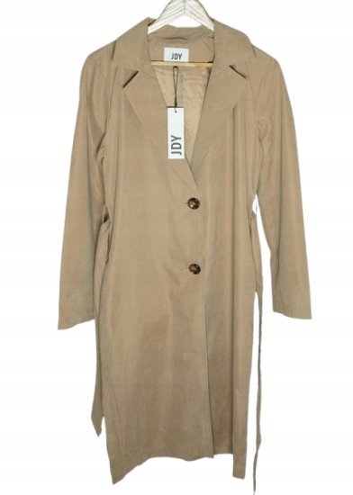 Jdy Płaszcz z Paskiem i Klapami do Kolan Beżowy XL K_a