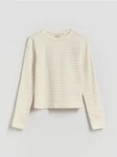 Bluzki dla dziewczynek - Reserved - Koszulka w paski - kremowy - miniaturka - grafika 1