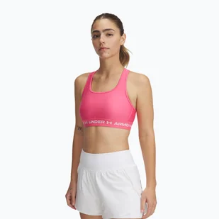 Biustonosz treningowy Under Armour Crossback Mid super pink/white WYSYŁKA W 24H 30 DNI NA ZWROT - Bielizna sportowa damska - miniaturka - grafika 1