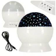 Wyposażenie pokoiku dziecięcego - Lampka nocna projektor gwiazd 2w1 USB biała - miniaturka - grafika 1