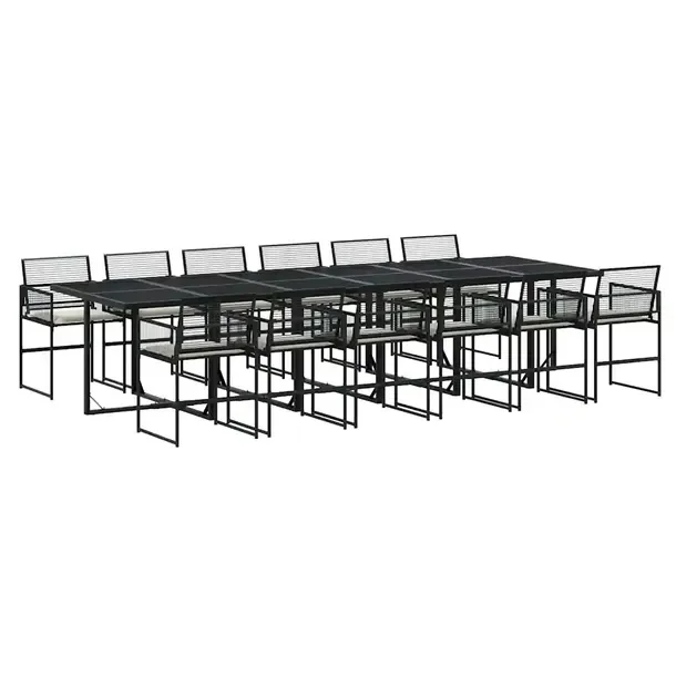 Zestaw mebli ogrodowych z czarnego rattanu PE, 330 x 107 x 72 cm