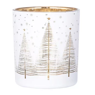 Świecznik Szklany Biały Ze Złotym Wnętrzem 9X10 Cm Dek. Choinki - Świeczniki - miniaturka - grafika 1