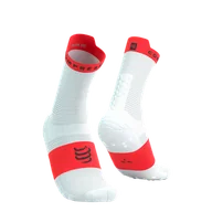 Skarpetki sportowe męskie - COMPRESSPORT Skarpetki do biegania wysokie PRORACING SOCKS V4 RUN HIGH white/fluo red - miniaturka - grafika 1