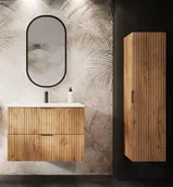 Inne meble do łazienki - Zestaw 2 łazienkowych szafek z blatem dąb craft złoty N3-N33 - miniaturka - grafika 1