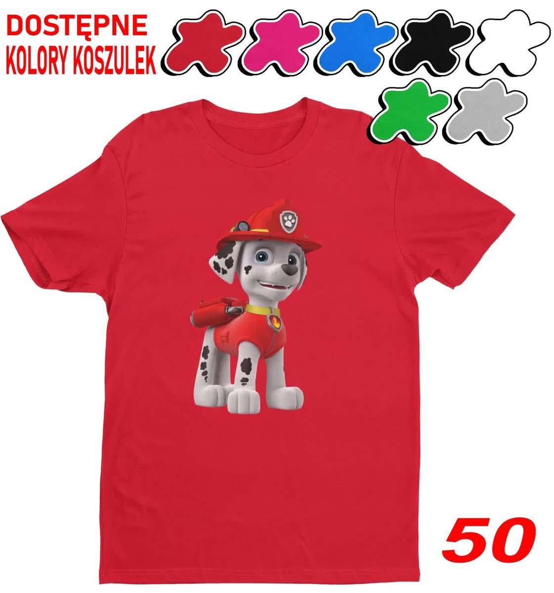 Dziecięca Koszulka Z Nadruki.Duży Wybór Psi Patrol Marshall Pies -M 134-140