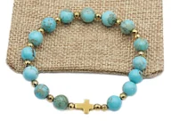 Bransoletki - Bransoletka różaniec na rękę kamienie howlit niebieski - sakwa - miniaturka - grafika 1