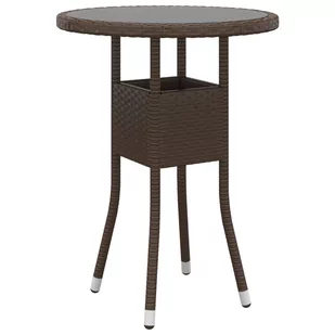 vidaXL Stolik ogrodowy, Ø60x75 cm, szkło i rattan PE, brązowy - Stoły ogrodowe - miniaturka - grafika 1