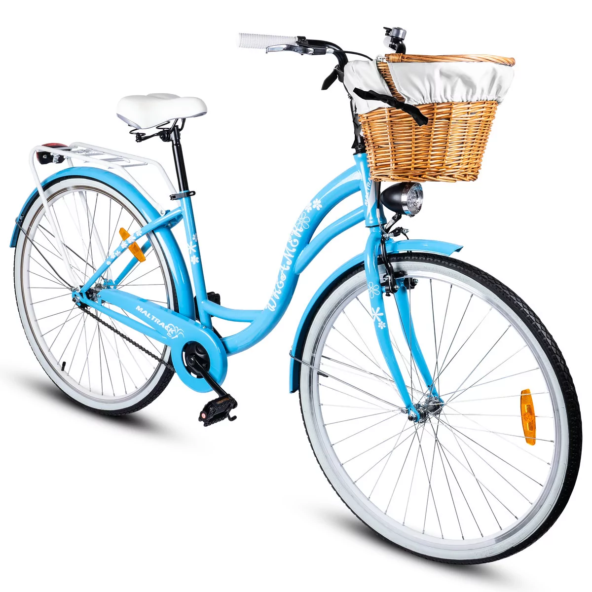 Rower Miejski MalTrack Citybike Dreamer 1-speed Light Blue 28" + Koszyk Biały