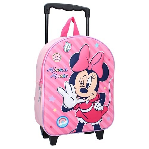 Plecak na kółkach 3D Minnie Mouse Fashion Besties, Różowy, One size, Klasyczny