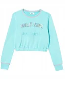 Bluzy damskie - Replay Turkusowa Bluza Dziewczęca Z Nadrukiem I Pink Obszyciem 142 Kyb - miniaturka - grafika 1