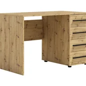 Biurka - BETTSO Biurko MAXIVO Dąb Artisan z 4 Szufladami i Czarnymi Uchwytami - miniaturka - grafika 1