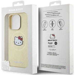 Oryginalne Etui IPHONE 13 PRO MAX Hello Kitty Hardcase Leather Kitty Head MagSafe (HKHMP13XPGHCKD) złote - Etui i futerały do telefonów - miniaturka - grafika 8