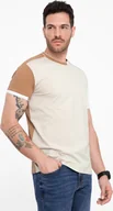 Koszulki męskie - Ombre Męski t-shirt z elastanem z kolorowymi rękawami - brązowy V1 OM-TSCT-0176 S - miniaturka - grafika 1