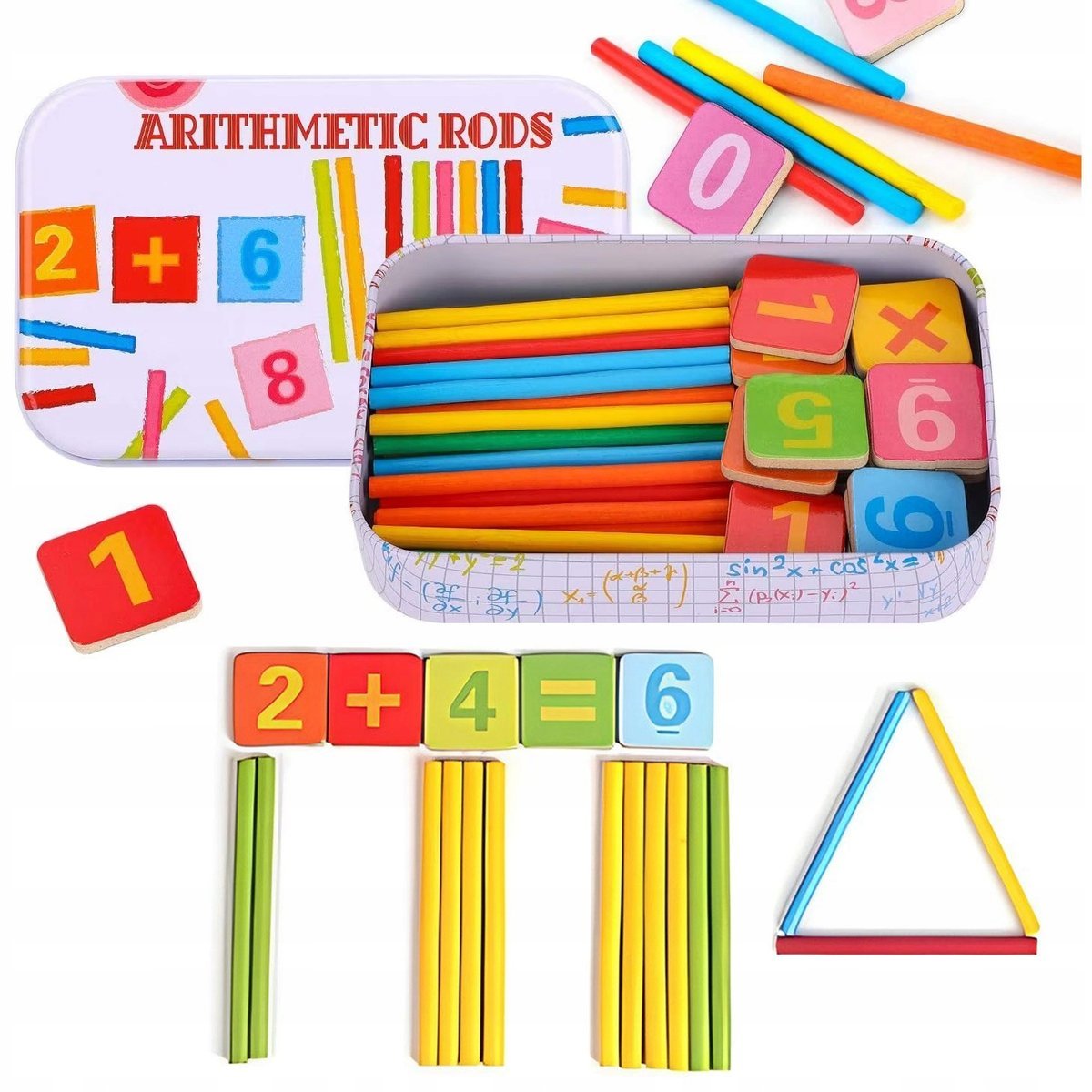 PATYCZKI do LICZENIA - LICZMANY w metalowej PUSZCZE patyczki arytmetyczne