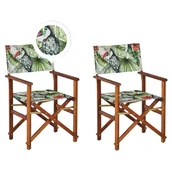 Fotele i krzesła ogrodowe - Zestaw 2 Krzeseł Ogrodowych Akacjowy Ciemne Drewno Z Szarym / Wzór W Tukany Cine - miniaturka - grafika 1