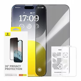 BASEUS SZKŁO HARTOWANE PRYWATYZUJĄCE DO APPLE iPHONE 15 PRO MAX Z ZESTAWEM - Szkła hartowane na telefon - miniaturka - grafika 1