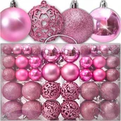 Bombki - Bombki Choinkowe Na Choinkę Zestaw Xxl 100 Szt 6/4/3 Cm Różowe - miniaturka - grafika 1