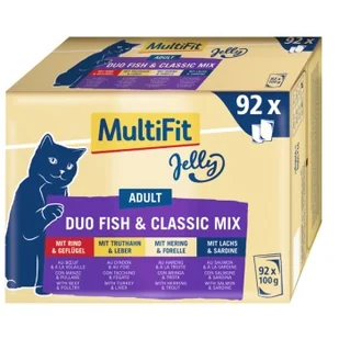 MultiFit Adult Jelly Duo Fish & Classic Mix Zestaw mieszany XXL 92 x 100 g - Mokra karma dla kotów - miniaturka - grafika 1