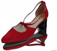 Czółenka - Zamsz czerwone czółenko na szeroką wąską stopę 38 - miniaturka - grafika 1