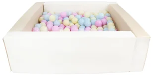 Kwadratowy suchy basen z ekoskóry z 300 piłeczkami (biały, cappuccino/różowy, niebieski, żółty (pastel)) - Suche baseny - miniaturka - grafika 1