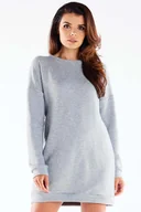 Sukienki - Krótka Bawełniana Sukienka z Wycięciem - Szara - miniaturka - grafika 1