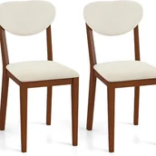 Krzesła - Zestaw 2 Krzeseł do Jadalni z Drewna, Krzesła Kuchenne, Nogi z Drewna Kauczukowego, Tapicerowane Siedzisko i Oparcie, Nośność 180 kg (Orzech) - miniaturka - grafika 1