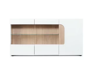 Komoda z witryną AVERO biały matowy/biały połysk/dąb, 165x86x42 cm - Komody Komoda z witryną AVERO biały matowy/biały połysk/dąb, 165x86x42 cm - Komody - miniaturka - grafika 1