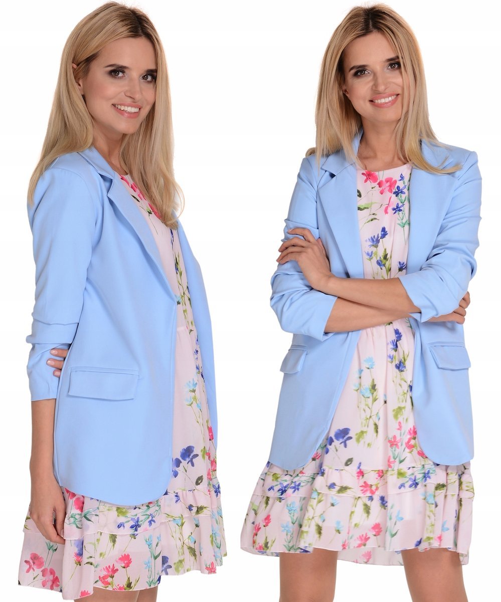 MARYNARKA damska Żakiet Błękitna Elegancka 5XL/50