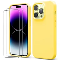 Etui i futerały do telefonów - zestaw ochronny 2 w 1 dla Apple iPhone 13 Pro Max składa się z 2x szklanej osłony ekranu 9H i 1x silikonowego etui w kolorze żółtym - miniaturka - grafika 1