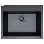Zlewozmywaki - Zlewozmywak Granitowy Laveo TAU Szary 1-Komorowy Głęboka Komora 70x50 cm - miniaturka - grafika 1