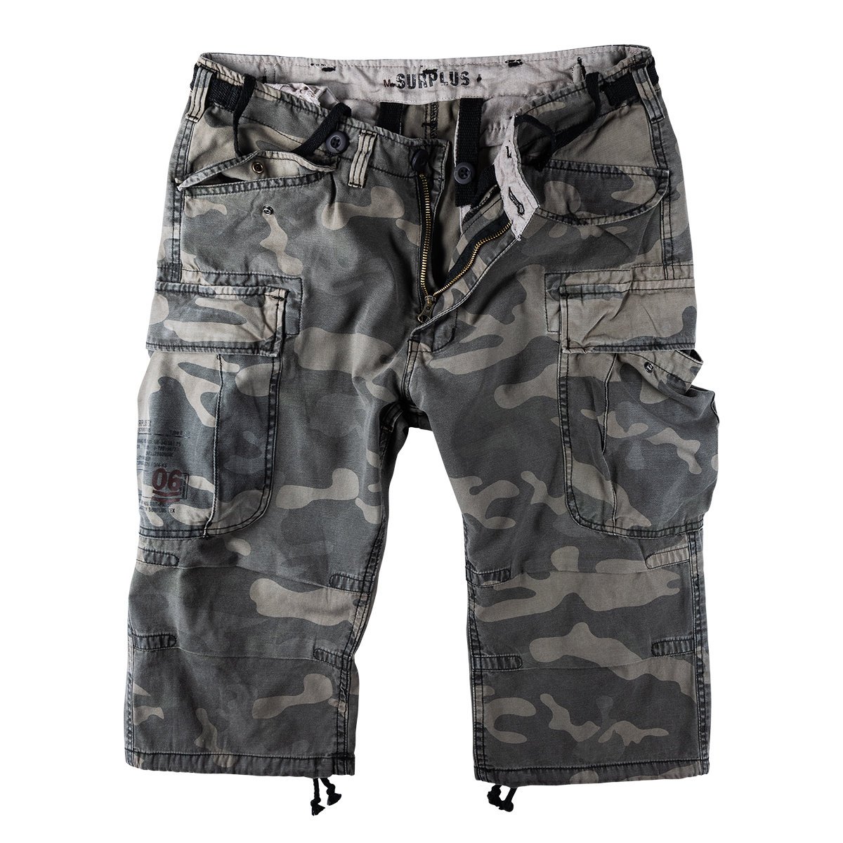 spodnie bojówki krótkie 3/4 ENGINEER VINTAGE - BLACK CAMO-XL