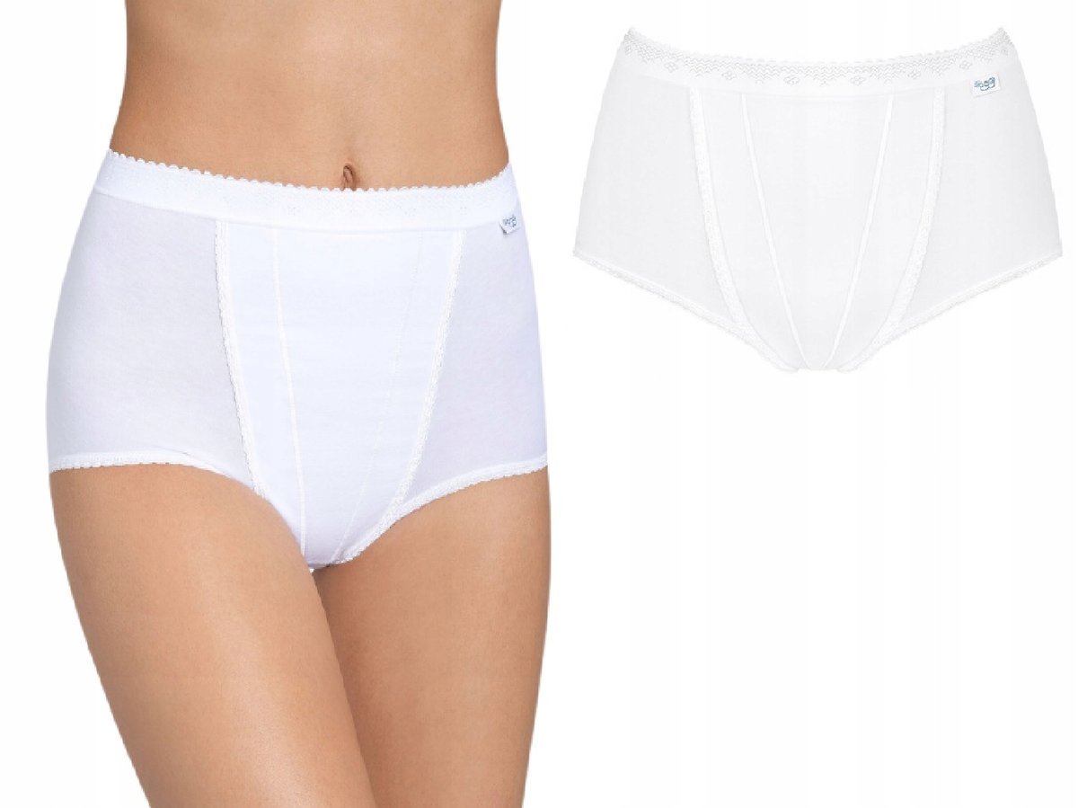 Wysokie SLOGGI CONTROL Maxi Majtki wyszczuplając Białe Bawełniane 42