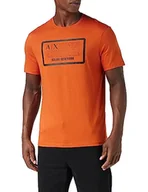 Koszulki męskie - Armani Exchange Męski T-Shirt Regular Fit Box Logo Pima Cotton Tee, pomarańczowy, M - miniaturka - grafika 1