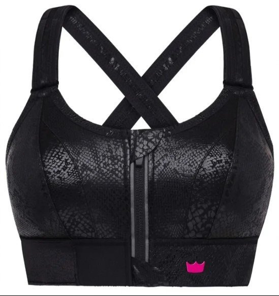 Biustonosz Sportowy Shefit Czarny Wężowy Mocne Podtrzymanie Regulowany 2Xl
