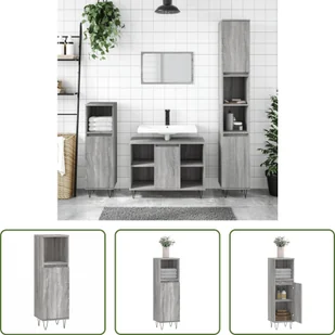 The Living Store Szafka łazienkowa szara Sonoma 30x30x100 cm Materiał drewnopochodny - Szafki łazienkowe The Living Store Szafka łazienkowa szara Sonoma 30x30x100 cm Materiał drewnopochodny - Szafki łazienkowe - miniaturka - grafika 1