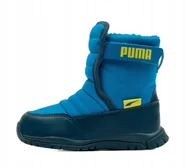 Śniegowce damskie - PUMA NIEBIESKIE ŚNIEGOWCE DZIECIĘCE Z PASKIEM I ŻÓŁTYMI LOGO 20 J0A - miniaturka - grafika 1