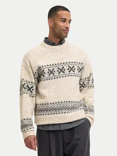 Jack & Jones Sweter Blumax 12286244 Beżowy Relaxed Fit - Swetry męskie - miniaturka - grafika 1