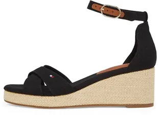 TOMMY HILFIGER Espadryle damskie FLAGA CRISS-CROS MID WEDGE ESPAD, CZARNA (czarna), 5 UK, Czarny, 38 EU - Espadryle damskie - miniaturka - grafika 1