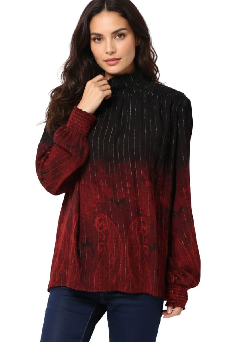 Bluzka damska Desigual Duna ombre czerń & burgund-M