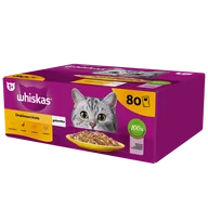 Mokra karma dla kotów - WHISKAS Adult saszetka 80 x 85 g Drobiowa Uczta - mokra karma pełnoporcjowa dla dorosłych kotów, w galaretce (kawałki z: kurczakiem, kaczką, drobiem, indykiem) - miniaturka - grafika 1