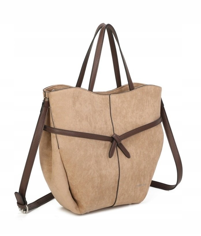 Torebka Damska Shopper Elegancka Duża Na Ramię Pasek Beżowa LUIGISANTO