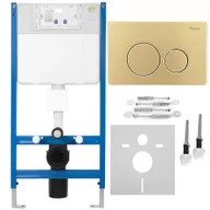 Stelaże i zestawy podtynkowe do WC - Rea Stelaż zestaw podtynkowy K011A-Q do mis WC z przyciskiem I Złoty Szczotkowany - miniaturka - grafika 1